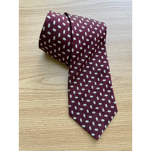 Harrod's Knightbridge Handmade 100% Silk Maroon and White Tie - Picture 8 of 8